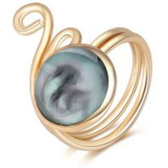 Gold and Black Stone adjustable fashion ring - Picture 4 of 4